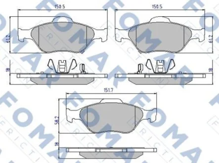 Тормозные колодки передние дисковые FOMAR FO 800281
