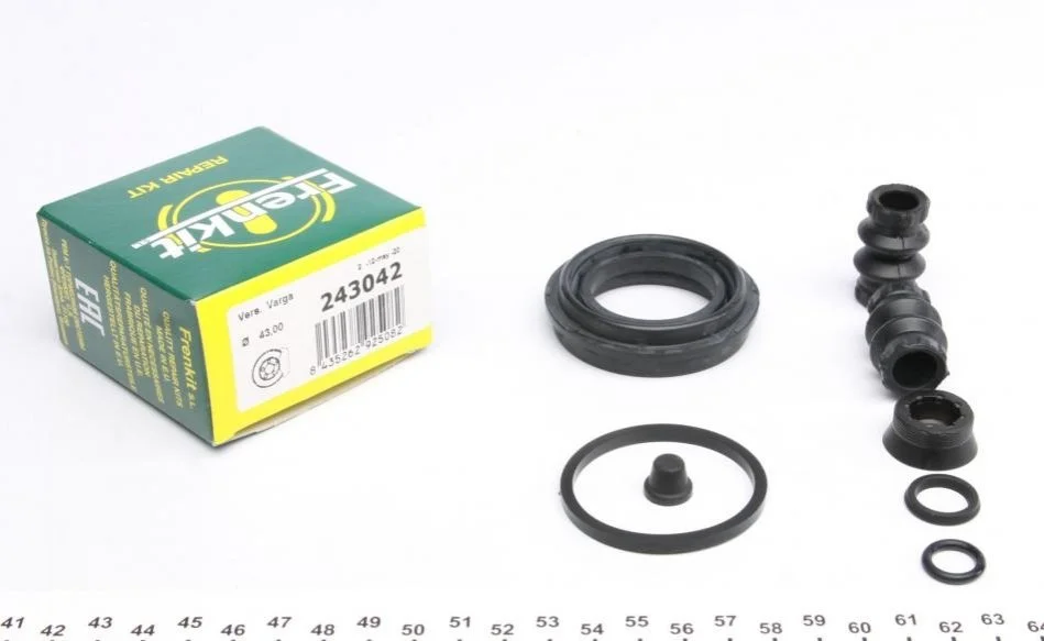 Ремкомплект гальмівного супорта FORD Edge 06-15; FIAT Freemont 11-16; DODGE Journey 07-20; JAGUAR XJ 03-09, S-Type 99-07; CHRYSLER Grand Voyager 08-15; LANCIA Voyager 11-15 FRENKIT 243042 (фото 1)