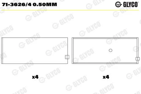 Підшипник шатуна (к-кт) Glyco 71-3626/4 0.50MM