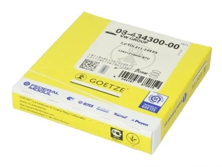 Кольцо поршневое на 1 цилиндр, комплект. GOETZE 08-434300-00