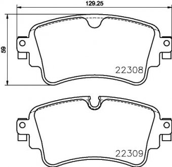Колодки тормозные дисковые комплект; задн. / Touareg 2017> & Audi A4, A5, A6, A7, Q5, Q7 2015> HELLA 8DB355024791 (фото 1)