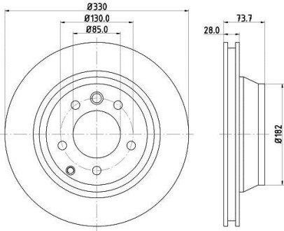 Диск тормозной PRO High Carbon; задн. HELLA 8DD355129761