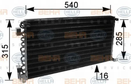 Радиатор кондиционера (Конденсатор) без осушителя HELLA 8FC 351 036-041
