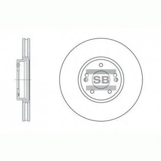 Торзмозной диск двухсторонний на передний мост вентилируемый 5 Hi-Q (SANGSIN) SD1053