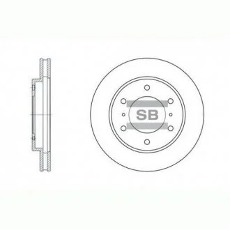 Торзмозной диск двухсторонний на передний мост вентилируемый 6 Hi-Q (SANGSIN) SD4306
