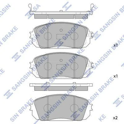 Колодка гальм. KIA CARNIVAL 2.7, 2.9CRDI (WHEEL SIZE 17") 05- передн. (вир-во SangSin) Hi-Q (SANGSIN) SP1191 (фото 1)