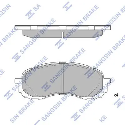 Комплект гальмівних колодок з 4 шт. дисків Hi-Q (SANGSIN) SP1629 (фото 1)