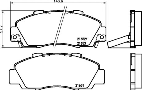 Колодки гальмівні дискові комплект HONDA 45022SL0E61