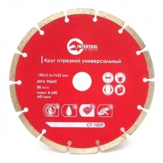 Диск отрезной сегментный алмазный, 180мм, 22-24% INTERTOOL Intertool CT-1009