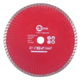 Диск отрезной по камню TURBO алмазный, 230мм, 22-24%, Проф INTERTOOL Intertool CT-2010