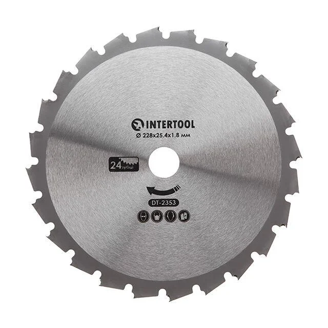 Нож для мотокосы/триммера с твердосплавными напайками ø228x25.4x1.8 мм 24T INTERTOOL Intertool DT-2353 (фото 1)