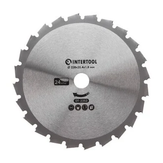 Нож для мотокосы/триммера с твердосплавными напайками ø228x25.4x1.8 мм 24T INTERTOOL Intertool DT-2353