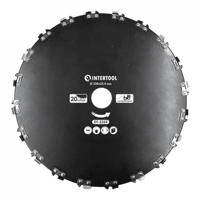 Нож для мотокосы/тримера ø230x25.4 мм 20T, цепной INTERTOOL Intertool DT-2354 (фото 1)