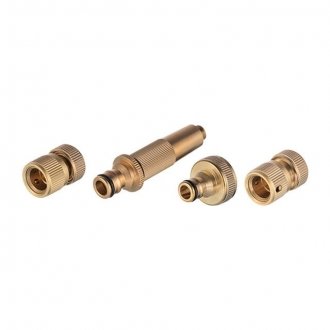 Комплект насадка латунна для поливу 1/2", конектор з аквастопом 1/2", конектор 1/2", адаптер 1/2" та 3/4" STORM Intertool GE-1426