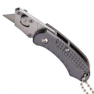 Нож строительный складной с трапециевидным лезвием 9 мм мини, SK5, алюминиевая рукоятка Intertool HT-0532 (фото 1)