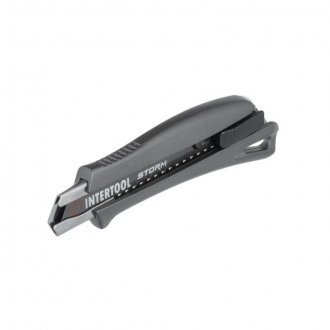 Нож сегментный 18 мм, алюминиевая рукоятка, металлическая направляющая, STORM Intertool HT-0534 (фото 1)