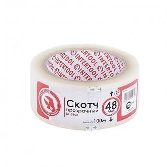 Скотч прозорий 45 мм * 100 м * 44 мкм INTERTOOL Intertool KT-0903