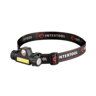 Ліхтар налобний акумуляторний XPE + COB, магніт Intertool LB-0309