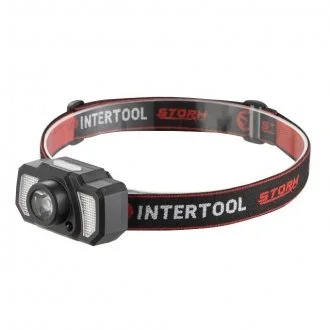 Фонарь налобный аккумуляторный XPE+6SMD+2RED LED, 7 режимов работы, сенсор, STORM INTERTOOL Intertool LB-0311