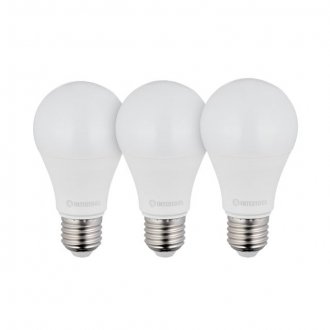 Лампи світлодіодні, набір 3 од. LL-0015, LED A60, E27, 12 Вт, 150-300 В, 4000 K, 30000 г, гарантія 3 роки Intertool LL-3015