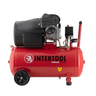 Компрессор 50 л, 2230 Вт, 220 В, 10 aтм, 354 л/мин, 2 цилиндра Intertool PT-0004