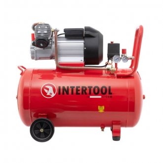 Компрессор 100 л, 3 кВт, 220 В, 10 атм, 420 л/мин, 2 цилиндра. Intertool PT-0008