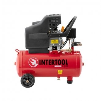 Компрессор 24 л, 1.5 кВт, 220 В, 8 атм, 206 л/мин. Intertool PT-0009