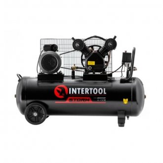 Компрессор 100 л, 3 кВт, 220 В, 10 атм, 500 л/мин., 2 цилиндра, STORM Intertool PT-0014