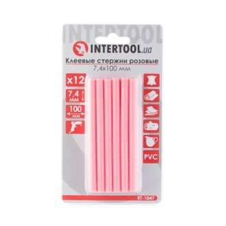 Комплект стержней клеевых розовых 7,4 мм*100 мм, 12 шт.. Intertool RT-1047