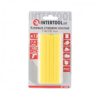 Комплект стержней клеевых желтых 7,4 мм*100 мм, 12 шт.. Intertool RT-1050