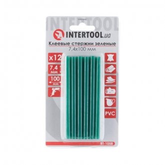 Комплект стержней клеевых зеленых 7,4 мм*100 мм, 12 шт. Intertool RT-1058