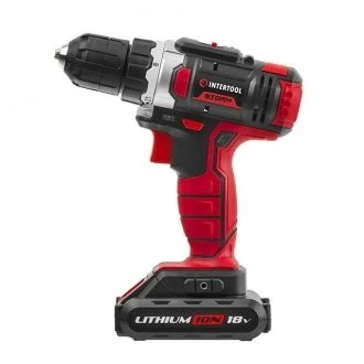 Дриль-шуруповерт акумуляторний Li-Ion 18 В, 25 Nm, 0-400/0-1500 об/хв, 1,3 Аг INTERTOOL Intertool WT-0313