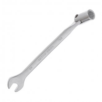 Ключ рожково-накидный шарнирный 12 мм, CrV, покрытие сатин-хром Intertool XT-1412 (фото 1)