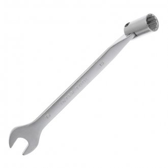 Ключ рожково-накидный шарнирный 15 мм, CrV, покрытие сатин-хром Intertool XT-1415 (фото 1)
