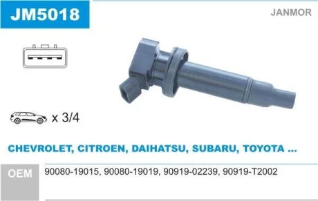 Котушка запалювання Toyota COROLLA 1.6 VVT-i (E12J,E12T)3ZZ-FE Janmor JM5018