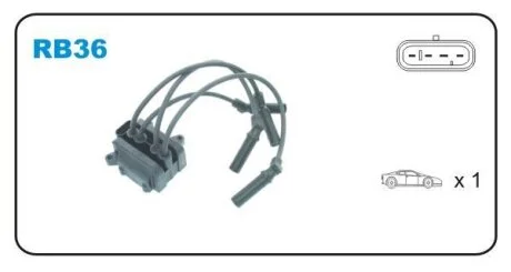 Котушка запалювання Dacia LOGAN 1.4 (LSOA. LSOC. LSOE. LSOG) K7J 710 (вир-во) Janmor RB36