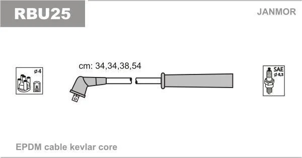Дрiт запалювання (EPDM) RENAULT CLIO 1.4,1.6; KANGOO 1.4; LAGUNA,MEGANE,Scenic 1.6 (вир-во) Janmor RBU25 (фото 1)