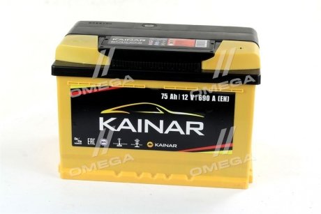 Аккумулятор 75Ah-12v Standart+ (278x175x190),R,EN690 KAINAR 075 261 0 120 ЖЧ
