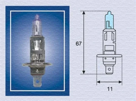 Лампа накалу H1 12V 55W P14,5s BLUE LIGHT (вир-во Magneti Marelli) MAGNETI MARELLI 002601100000