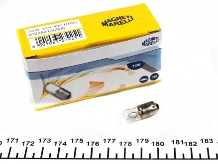 Лампа розжарювання T4W 12V 4W BA9s (вир-во Magneti Marelli) MAGNETI MARELLI 002893100000