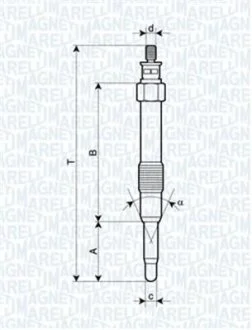 Свеча накаливания 11V, 96.4мм MAGNETI MARELLI 062900000304