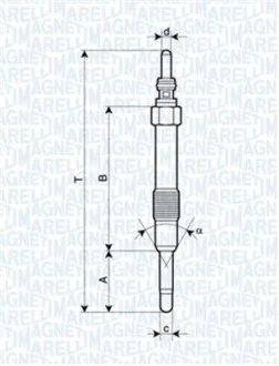 Свеча накаливания 11V, 103мм MAGNETI MARELLI 062900014304