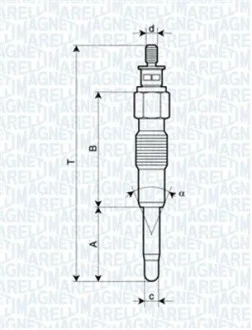 Свеча накаливания 11V, 77.9мм MAGNETI MARELLI 062900040304