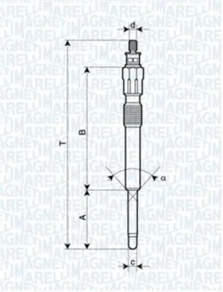 Свеча накаливания 11V, 118.9мм MAGNETI MARELLI 062900043304