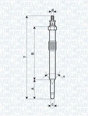 Свеча накаливания 11V, 117.4мм MAGNETI MARELLI 062900049304 (фото 1)