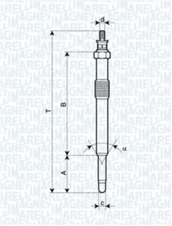 Свеча накаливания 11V, 117.4мм MAGNETI MARELLI 062900049304