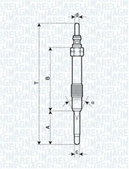 Свеча накаливания 11V, 109мм MAGNETI MARELLI 062900053304