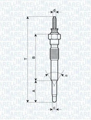Свічка розжарювання 11V, 98.3мм MAGNETI MARELLI 062900068304 (фото 1)