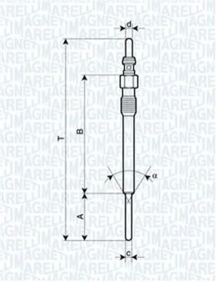 Свічка розжарювання 4,4V, 119мм MAGNETI MARELLI 062900090304 (фото 1)