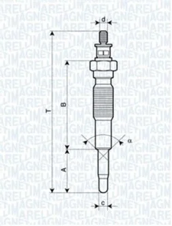 Свічка розжарювання 11V, 82.9мм MAGNETI MARELLI 062900094304